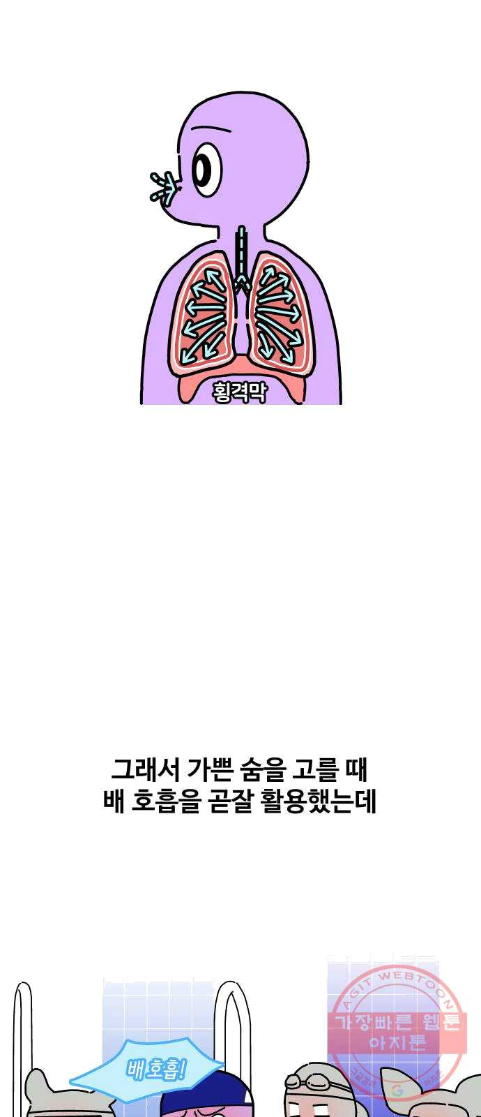 수영만화일기 28화 배영 발차기上 - 웹툰 이미지 28