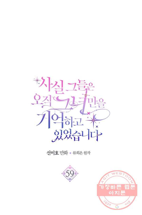 사실, 그들은 오직 그녀만을 기억하고 있었습니다 59화 - 웹툰 이미지 1