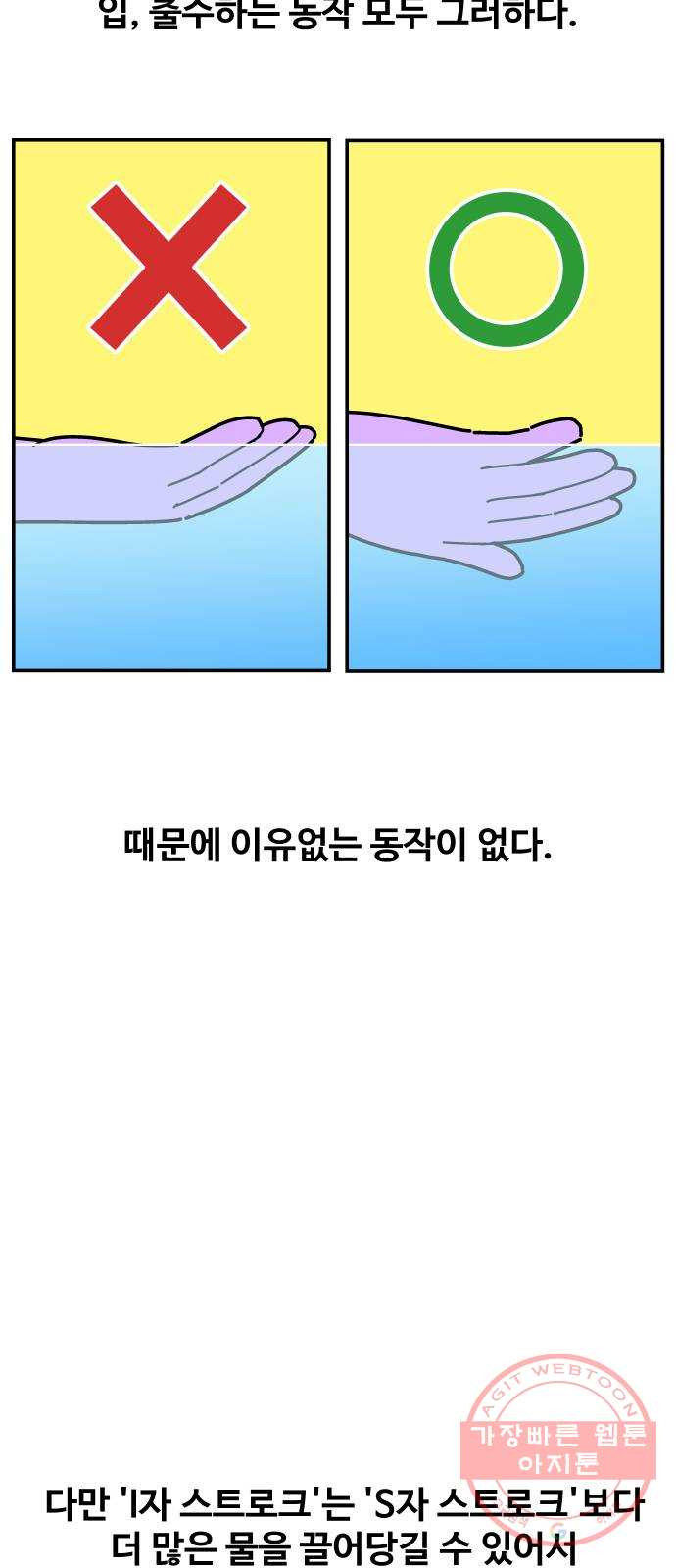 수영만화일기 55화 글라이딩과 스트로크 그리고 물 잡기中下 - 웹툰 이미지 20