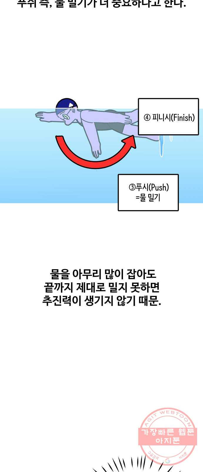 수영만화일기 56화 글라이딩과 스트로크 그리고 물 잡기下 - 웹툰 이미지 12